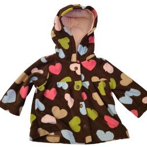 Carter's Hoodie Jacket Soft Fleece‎ Hearts Button Front Sz Newborn
